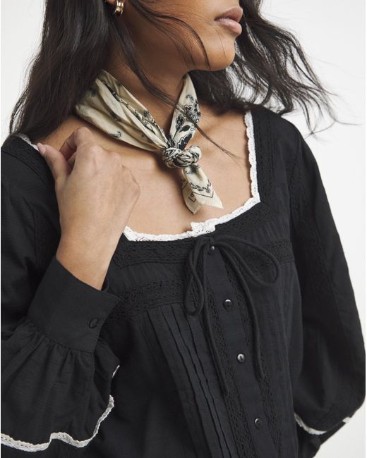 Simply Be Black Lace Trim Blouse
