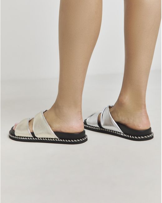 Simply Be White Twist Leather Sandal Wide