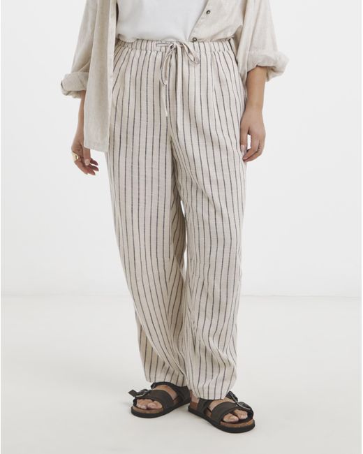 Simply Be Natural Neutral Stripe Barrel Trouser