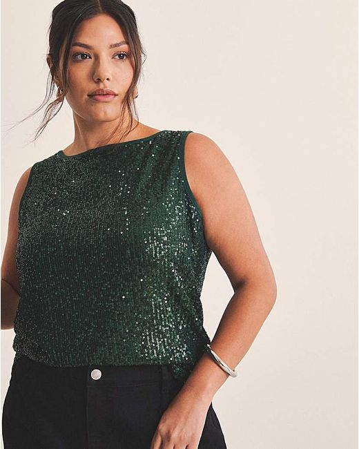 Simply Be Gray Linear Sequin Bow Shoulder Tank