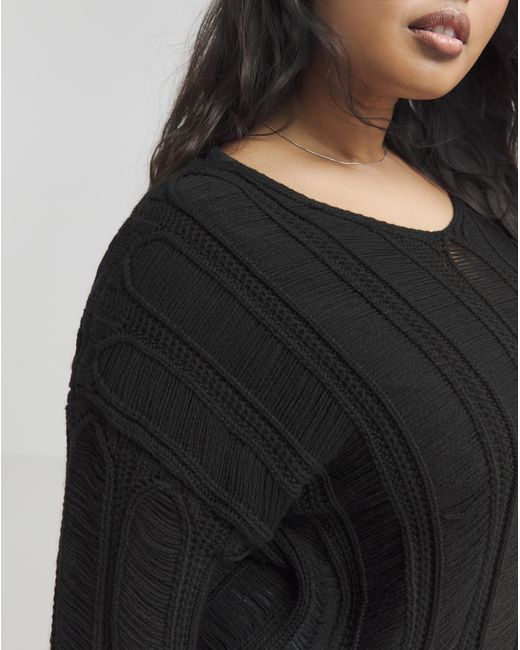 Simply Be Black V Neck Ladder Detail Jumper