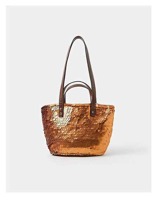 Accessorize White Sequin Woven Beach Bag