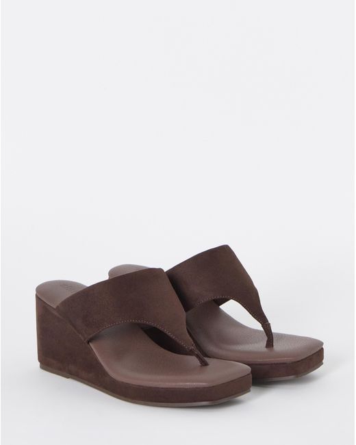 Simply Be Natural Wedged Toe Post Sandals Extra Wide Fit