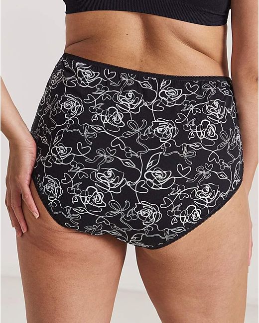 Pretty Secrets Black 6 Pack Full Brief Knickers