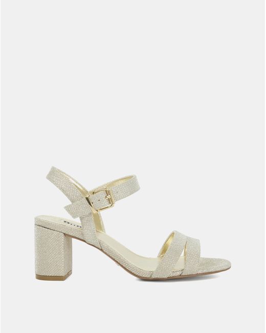Dune Natural Block Heel Sandals Wide Fit
