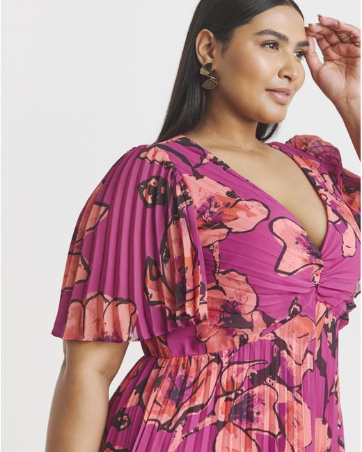 Joanna Hope Pink Printed Pleated Dress