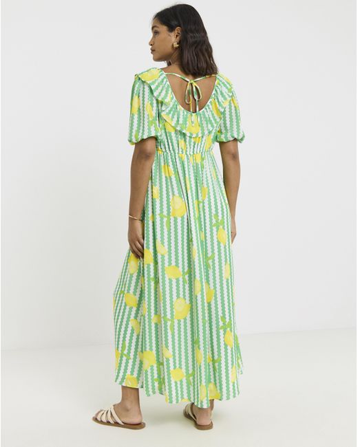 Twisted Wunder Green Fruit Print Maxi Dress