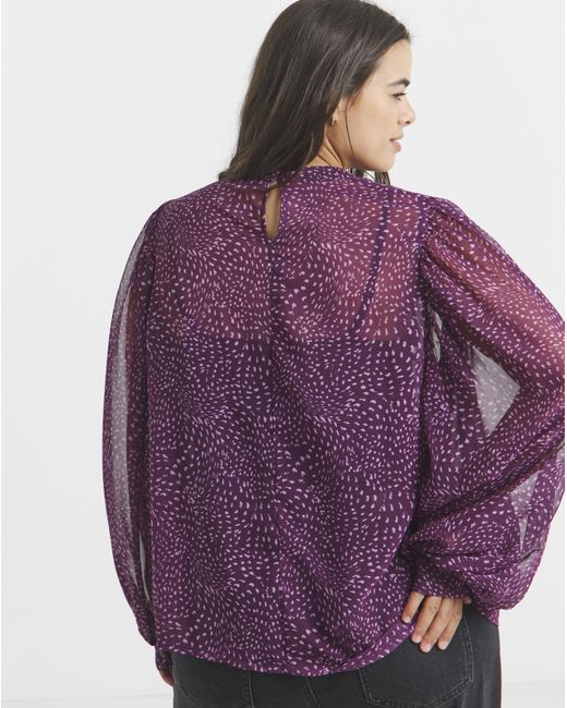 Simply Be Purple Exaggerated Sleeve Blouse