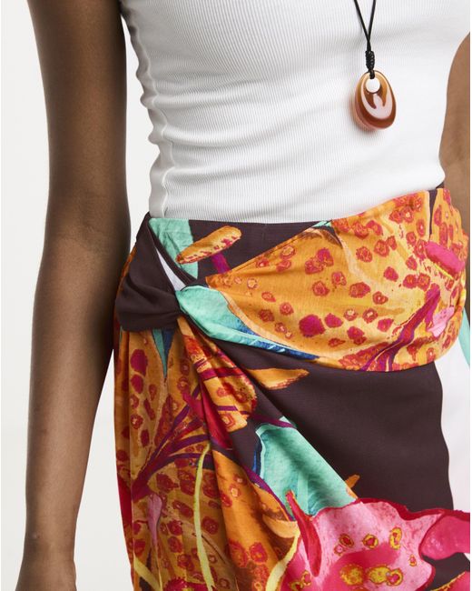 Simply Be Red Floral Wrap Skirt
