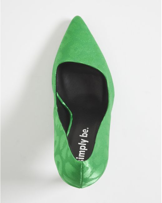 Simply Be Green Pointy Toe Heeled Shoes Ex Wide
