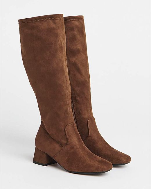 JD Williams Natural Low Block Heel Knee High Boot E C