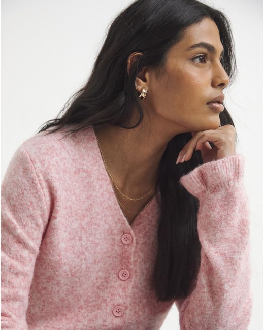 Simply Be Pink Frill V-Neck Cardigan
