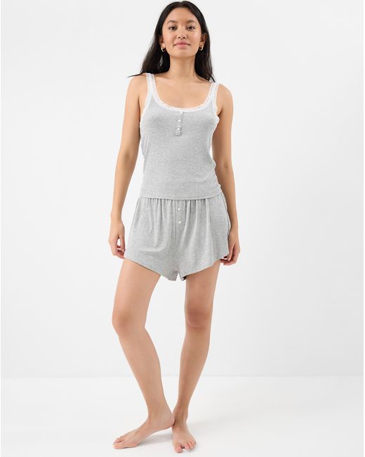 Accessorize Blue Lace Vest Short Pyjamas Set
