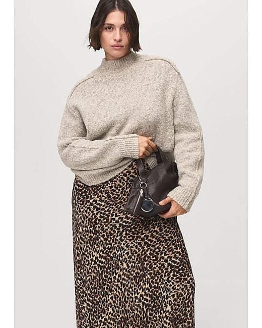 Mango Natural Leopard Print Skirt