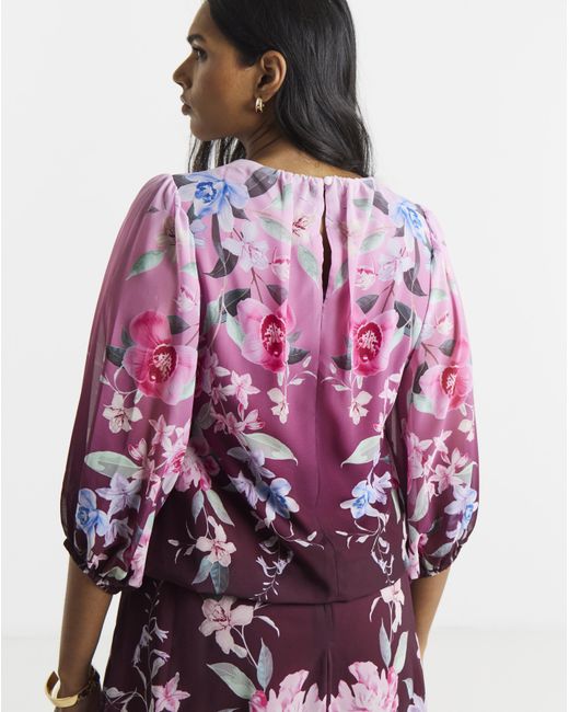 Joanna Hope Pink Bubble Hem Blouse