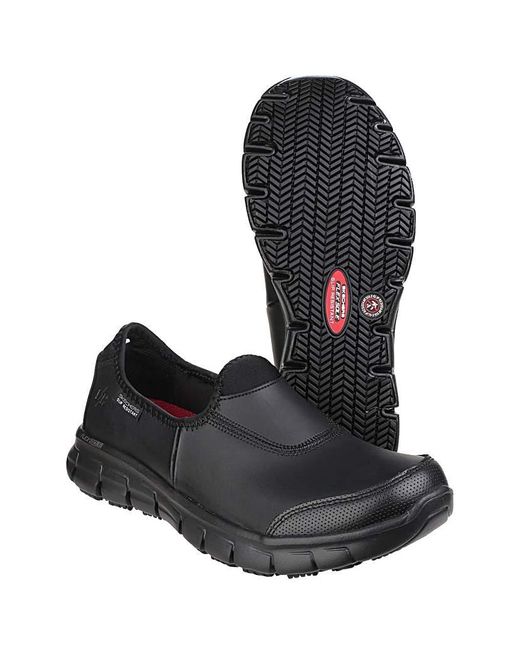 Skechers Workwear Black Skechers Sure Track Slip On Shoe