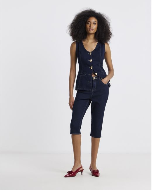 Simply Be Blue Capri Jeans Co Ord