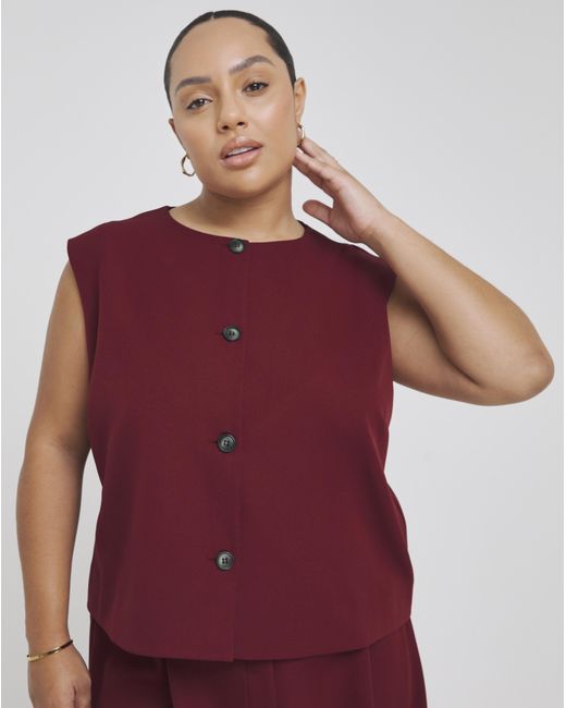 Simply Be Red Buttoned Waistcoat Top