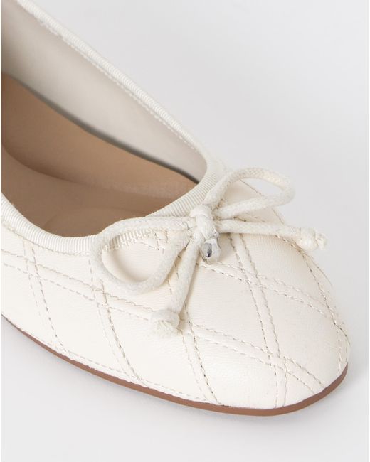 Simply Be White Quilted Ballerina Shoes Extra Wide Fit
