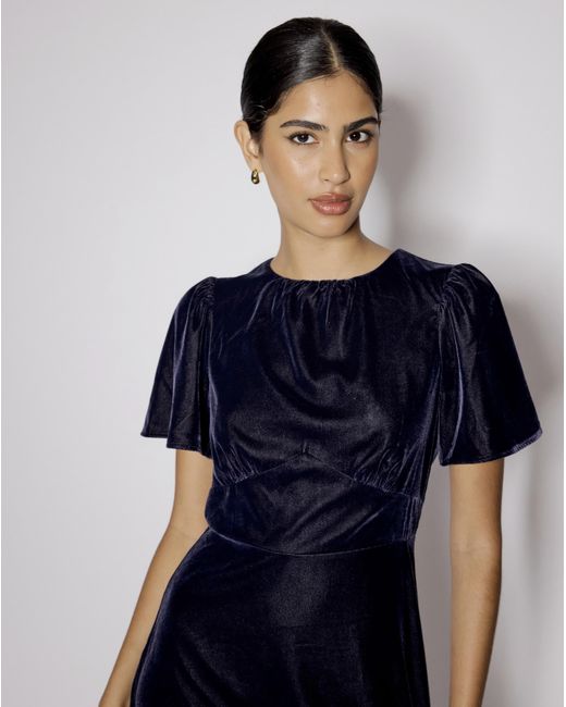 Nobody's Child Blue Allegra Velvet Midi Dress