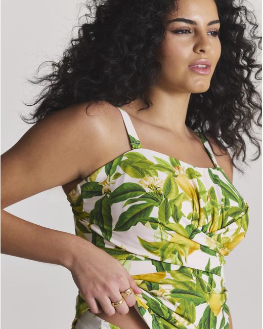 MAGISCULPT Green Twist Front Bandeau Tankini Top
