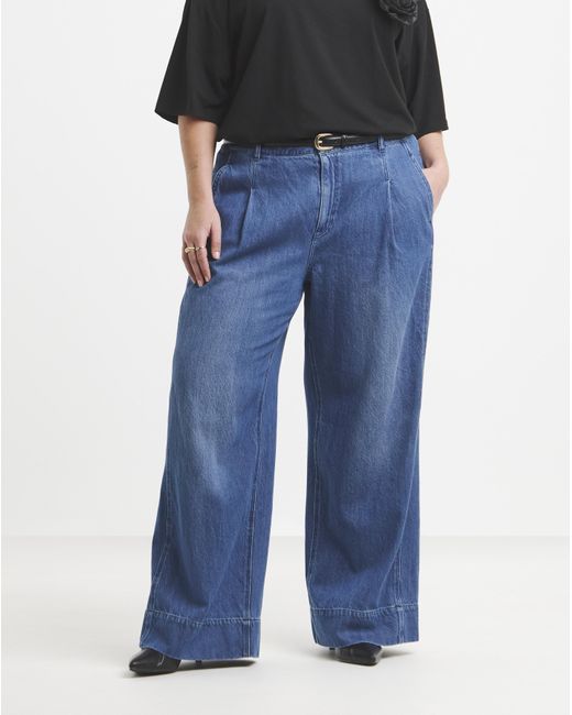 Simply Be Blue Authentic Drape Wide Leg Jeans