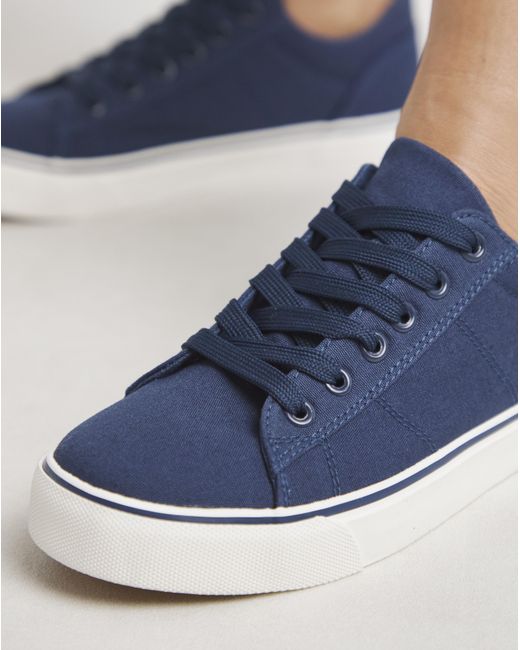 Simply Be Blue Lace Up Canvas Trainer Extra Wide