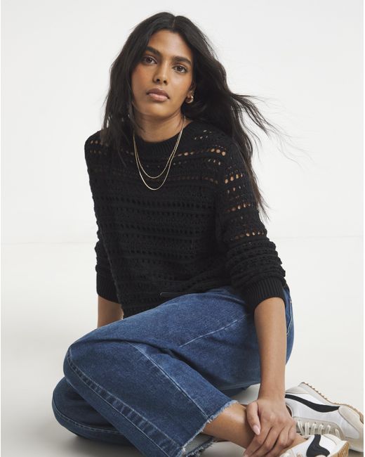 Simply Be Black Hole Knit Boxy Jumper