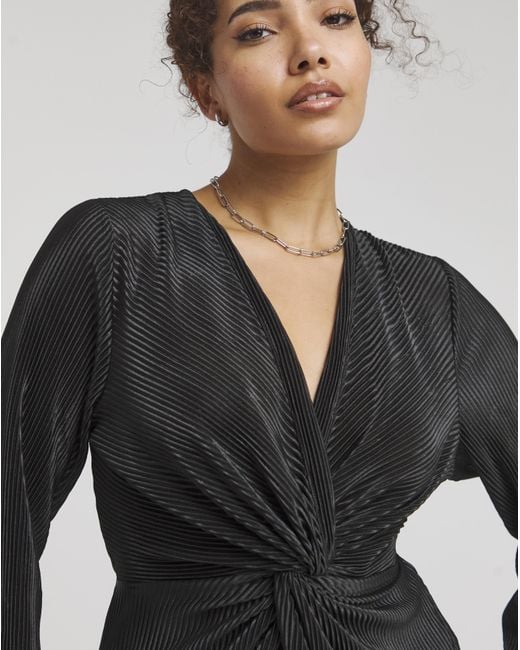 Simply Be Black Plisse Twist Front Midi Dress