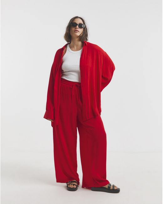 Simply Be Red Crinkle Shirt