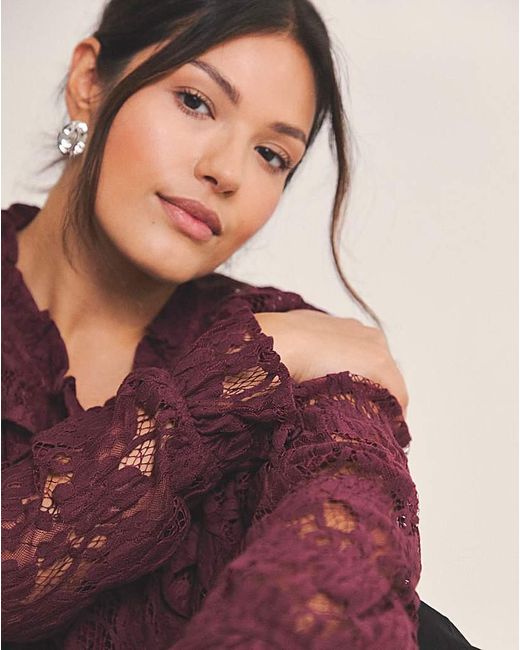 Simply Be Purple Lace Peplum Blouse