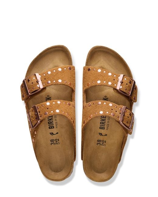 Birkenstock Brown Arizona Suede Rivet Sandals