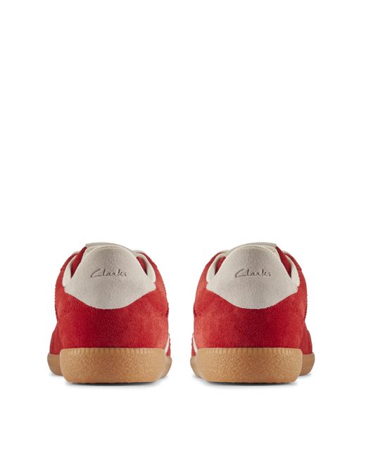 Clarks Red Stara Combi Suede Trainers