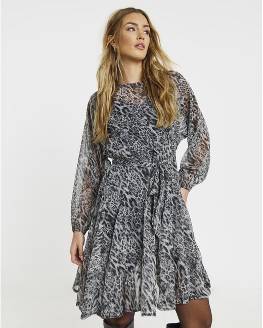 Simply Be Blue Skater Dress With Godet
