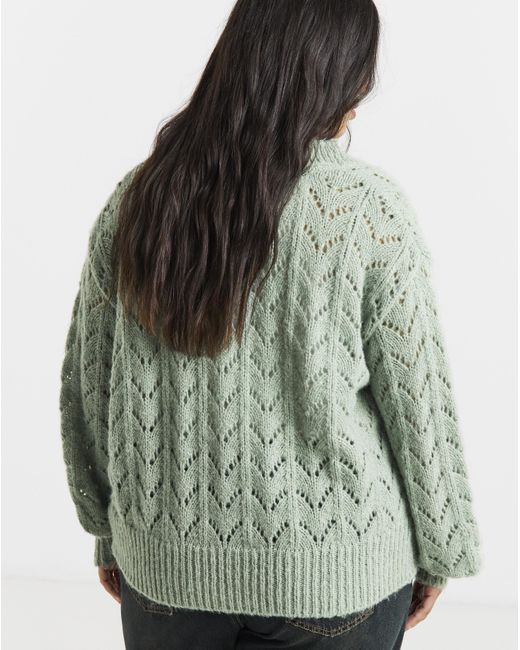 Simply Be Green Pointelle Cardigan