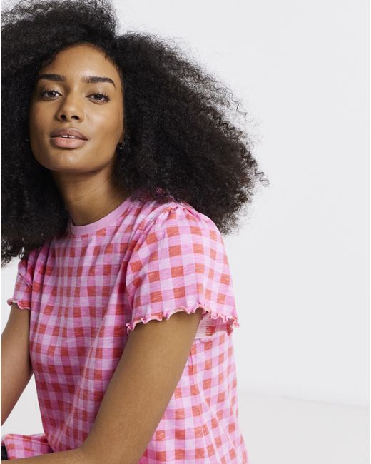 Simply Be Pink Ruffle Sleeve Peplum Tee
