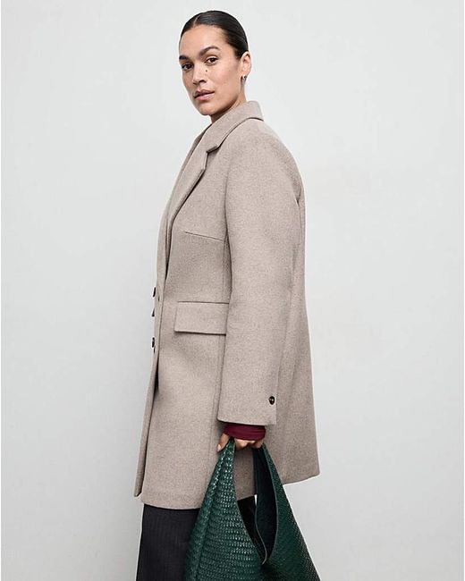 Mango Brown Wool Mix Double Breasted Coat