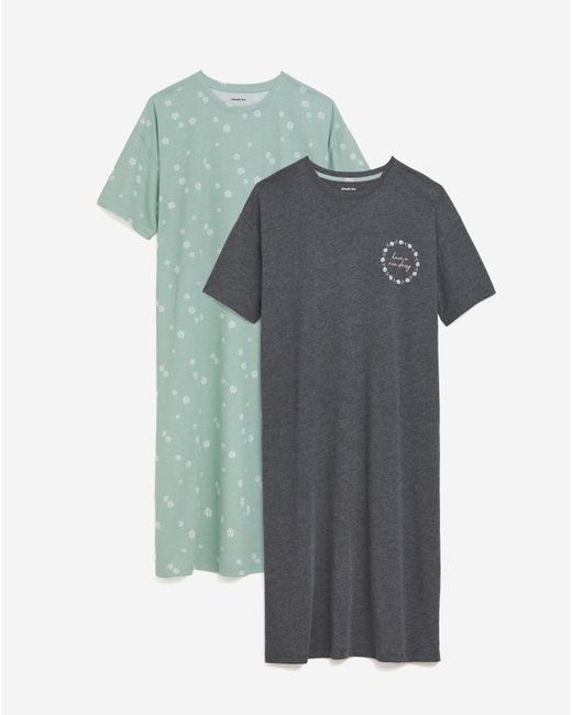 Simply Be Blue Floral Value 2 Pack T-Shirt Nighties