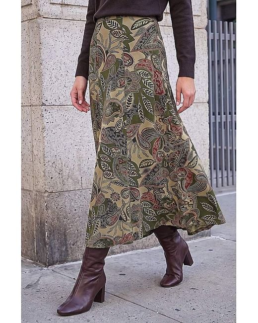 Roman Gray Roman Paisley Print Skirt
