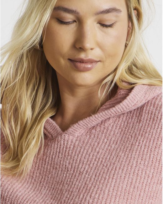 Simply Be Pink Ribbed Knitted Hoodie