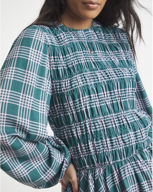 Simply Be Blue Shirred Long Sleeve Top