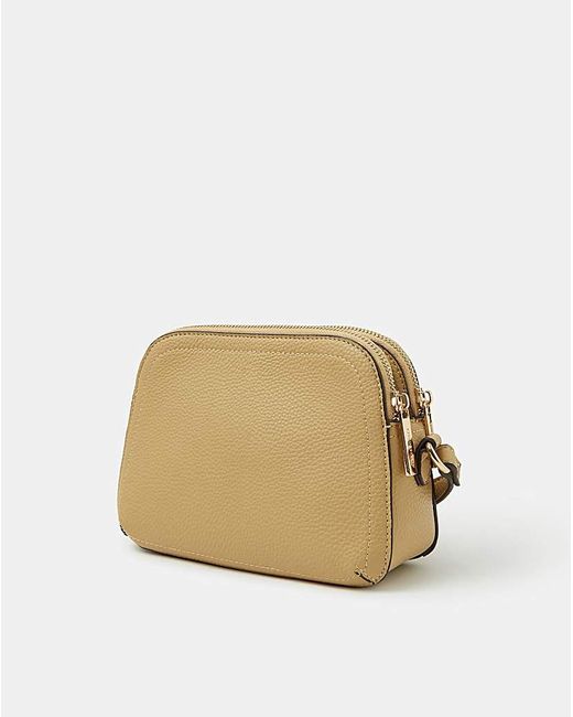 Accessorize Natural Double Zip Crossbody Bag