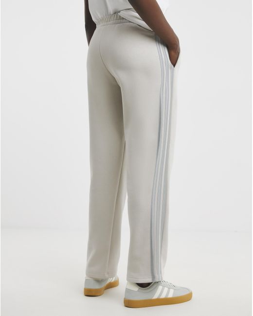 Adidas White 3 Stripes Wide Leg Joggers