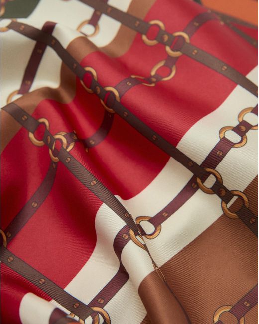 Mango Red Geometric Printed Scarf