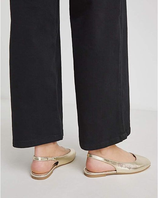 Simply Be Black Square Toe Flat Slingback Ex Wide