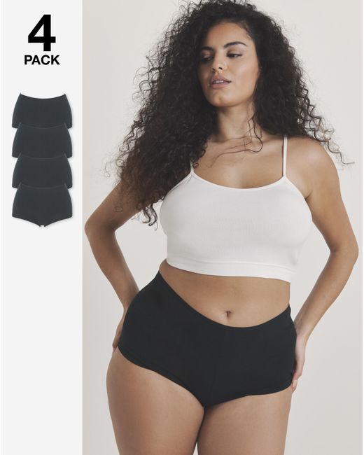 Pretty Secrets Black 4 Pack Boy Short Knickers