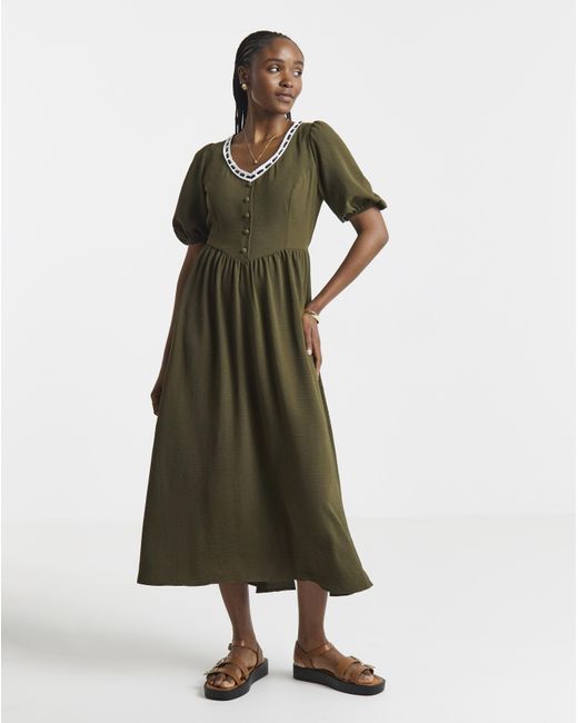 Simply Be Green Historic Detail Midi Dress