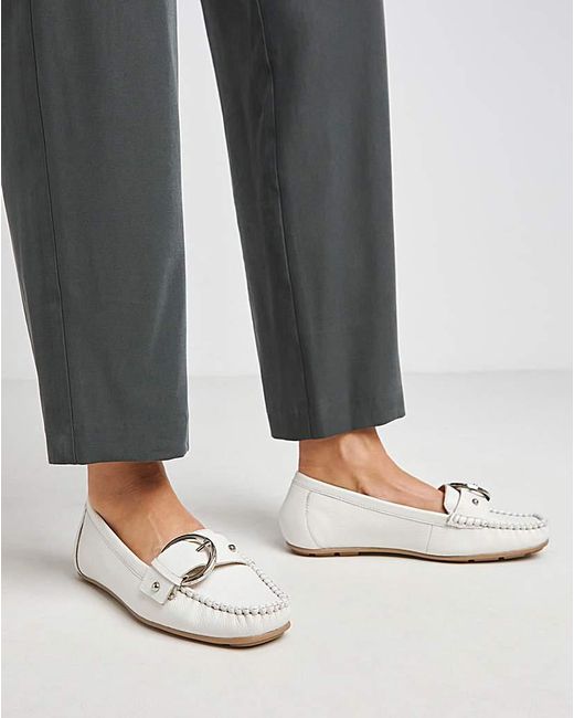 JD Williams Gray Leather Driving Moccasin Ex Wide