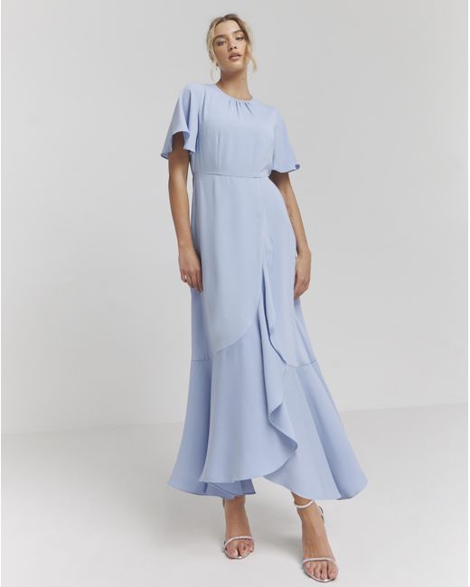 Joanna Hope Blue Belt Ruffle Dress
