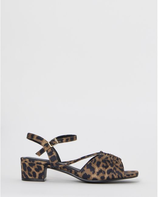 JD Williams Natural Ruched Low Block Heeled Sandal Ex Wide